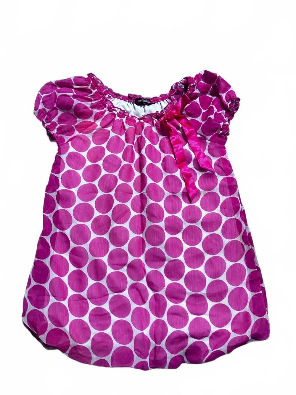 Tempted Brand Y2K Girls (kids) Pink Polka Dot Blouse Size L